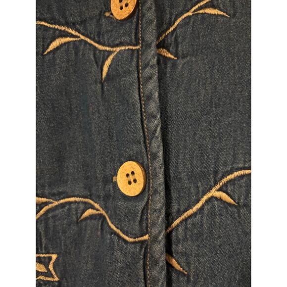 Lifestyle Denim Quilted Embroidered Jacket Barn Chore Coat Large - Picture 4 of 5